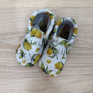 Freshly Picked Lemon Print Leather Moccasins